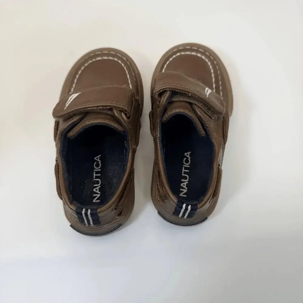 Nautica Toddler Boys Boat Shoes Size 5 Brown Casual Walking Loafers‎ Strap
